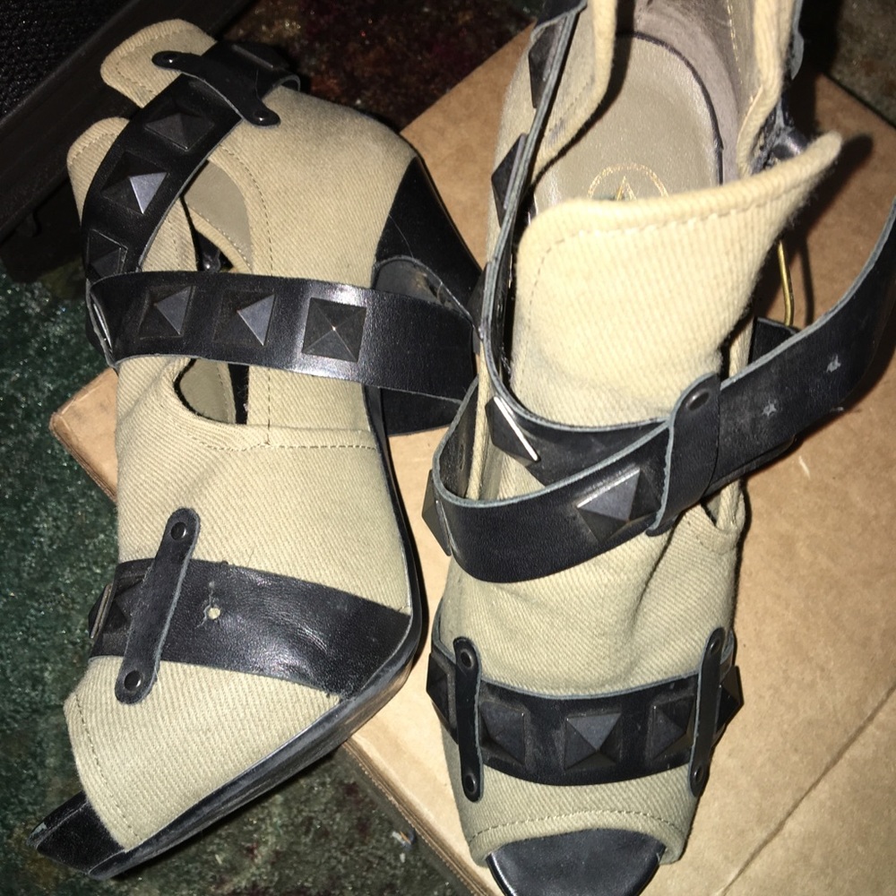 Ash military peep toe booties
